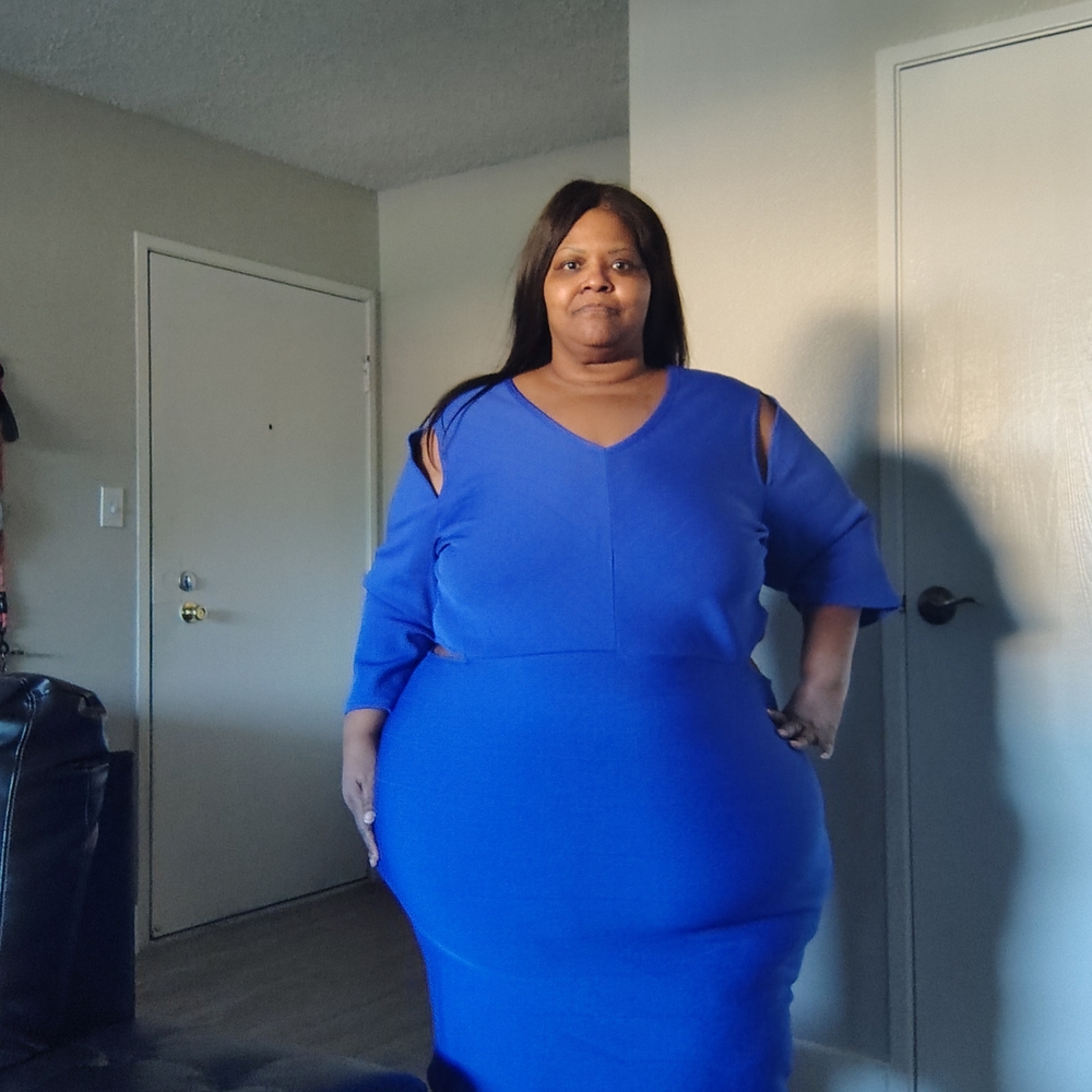 Ashley Stewart Vibrant Blue Long Sleeve Dress